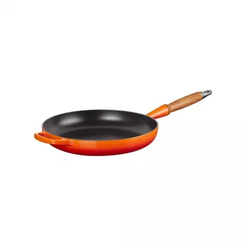Le Creuset Frigideira de ferro fundido com cabo de madeira 28 cm volcanic laranja