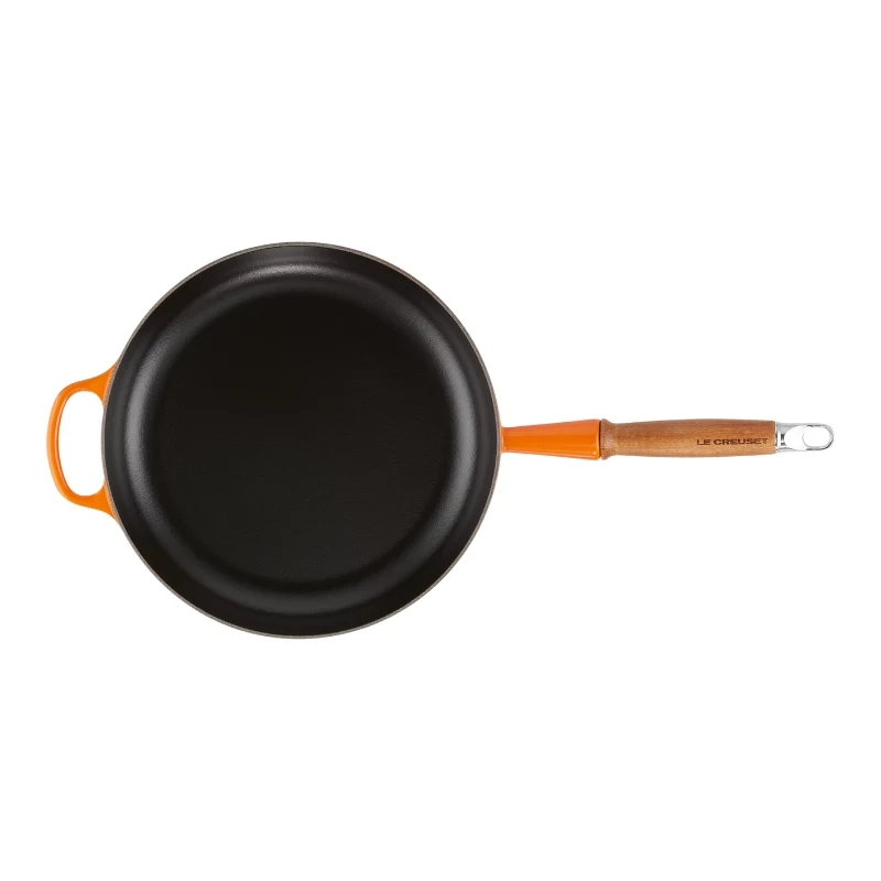 Le Creuset Frigideira de ferro fundido com cabo de madeira 28 cm volcanic laranja