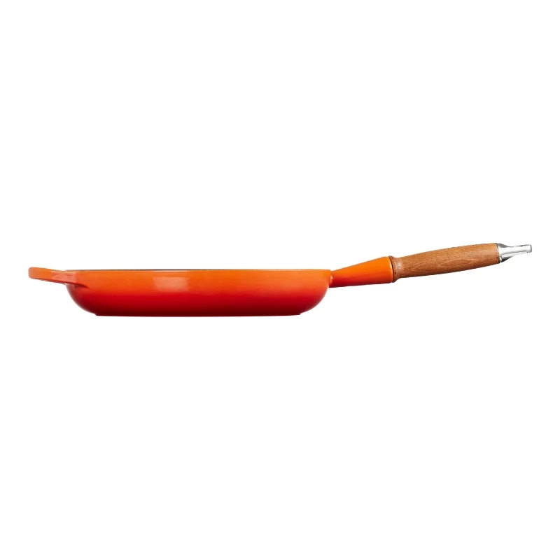 Le Creuset Frigideira de ferro fundido com cabo de madeira 28 cm volcanic laranja
