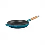 LE CREUSET Frigideira de ferro fundido com cabo de madeira Ø28cm azul