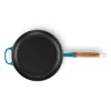 LE CREUSET Frigideira de ferro fundido com cabo de madeira Ø28cm azul