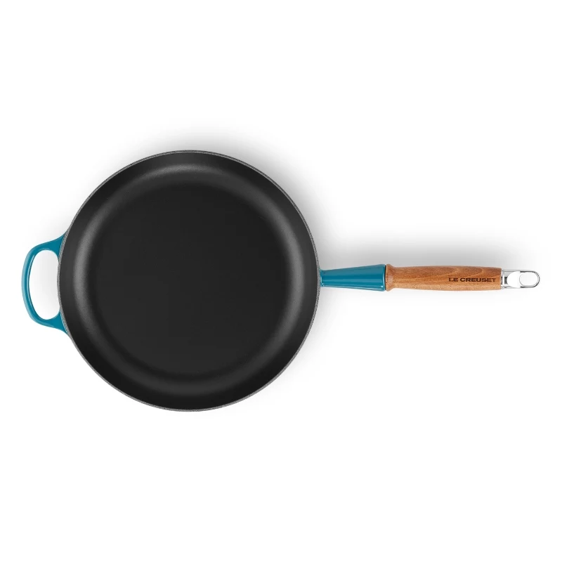 LE CREUSET Frigideira de ferro fundido com cabo de madeira Ø28cm azul