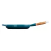 LE CREUSET Frigideira de ferro fundido com cabo de madeira Ø28cm azul