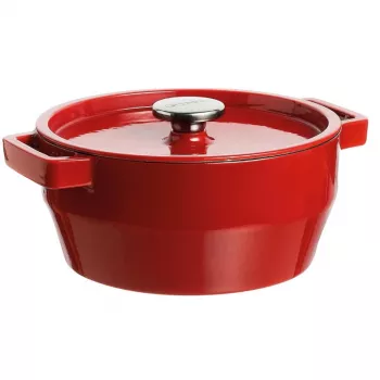 PYREX panela de ferro fundido 6,8L redonda 28cm vermelho