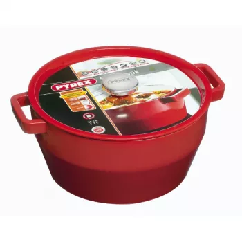 PYREX panela de ferro fundido 6,8L redonda 28cm vermelho
