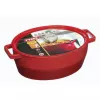 Pyrex assadeira de ferro fundido oval 5,8L vermelho 33x25cm