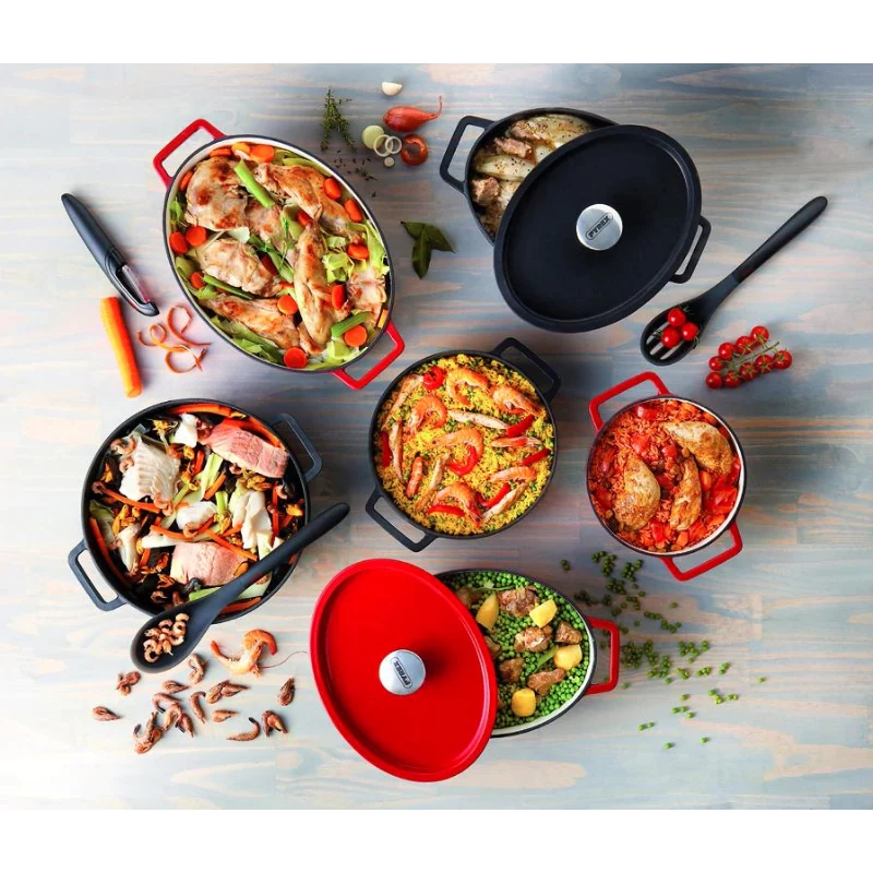 Assadeira oval em ferro fundido Pyrex 3,8L vermelha 29x21cm