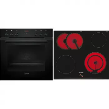 Conjunto de forno de encastrar Siemens EQ212KAAB com placa vitrocerâmica