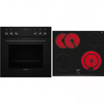 Conjunto de forno de encastrar e placa Siemens EQ110KAVB, 71 L, placa vitrocerâmica, aço inoxidável