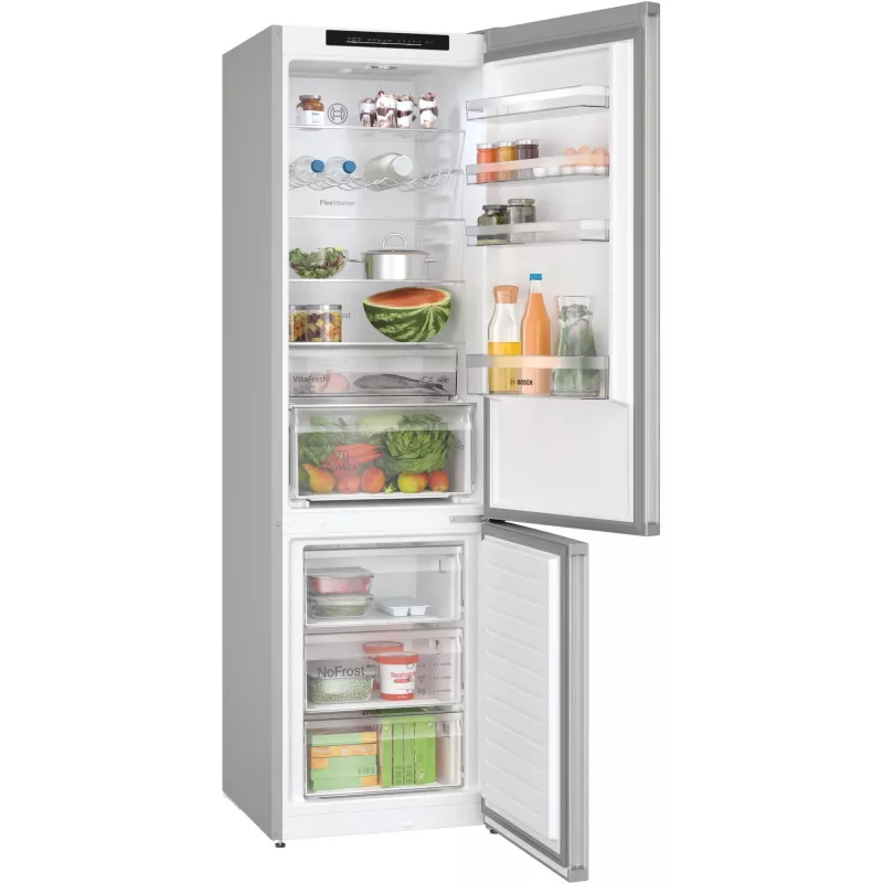 Combinado de frigorífico-congelador independente Bosch KGN392LBF Serie 4, 203 cm de altura, classe de eficiência energética B, aspeto prata inox