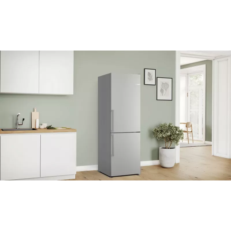 Frigorífico combinado independente Bosch KGN36VIBT Serie 4, 186 cm de altura, classe de eficiência energética D, prateado