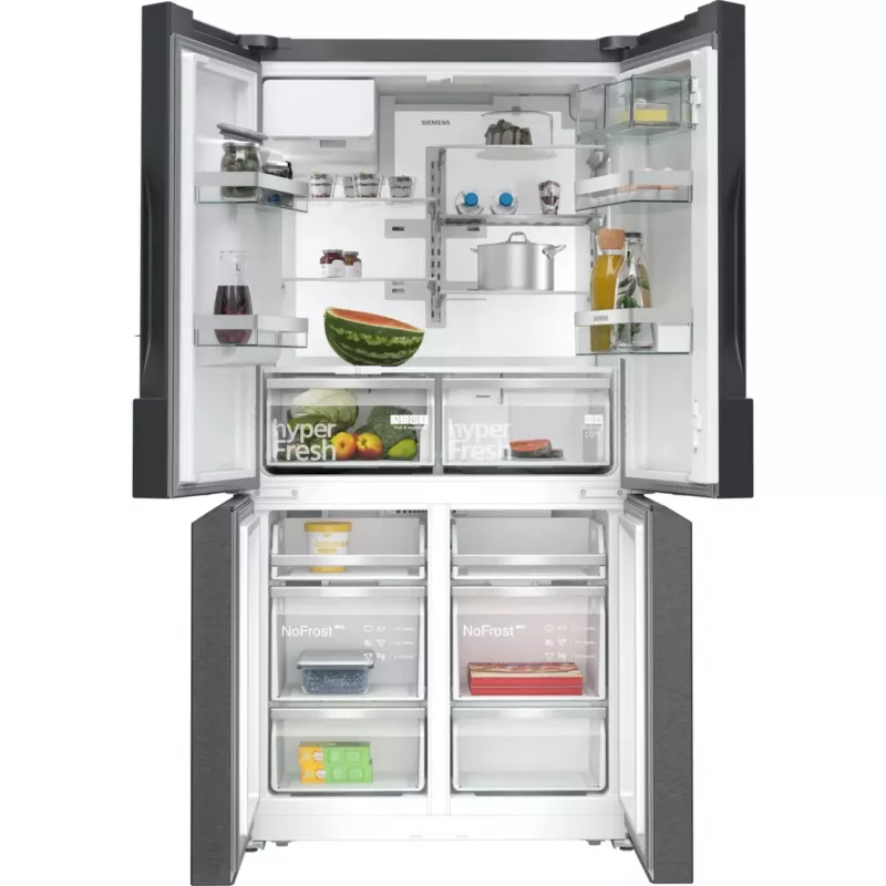 Frigorífico combinado French Door Side-by-Side Siemens KF96DPXEA iQ700 com distribuidor de água e gelo, 183 cm, classe de eficiência energética E, aço inoxidável