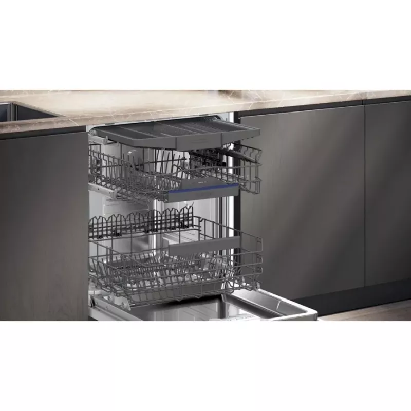 Máquina de lavar loiça semi-integrada Siemens SX53ES22CE iQ300, 60 cm, 13 conjuntos de louça, classe de eficiência energética E, Home Connect, AquaStop, InfoLight, aço inoxidável