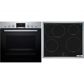 Conjunto de forno encastrável e placa vitrocerâmica Bosch HND415LS62, 71L, 7 funções, aço inoxidável