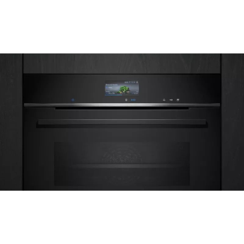 Siemens CS736G1B1 iQ700 Forno compacto de encastrar com função de vapor, 47 L, ecrã tátil TFT, Home Connect, preto
