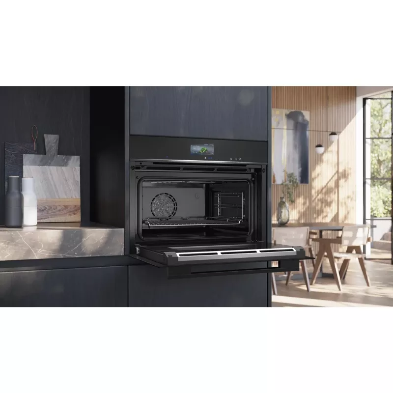Siemens CS736G1B1 iQ700 Forno compacto de encastrar com função de vapor, 47 L, ecrã tátil TFT, Home Connect, preto