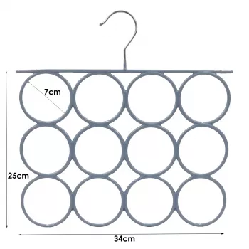 SAUBER Cabide de metal revestido a PVC para cachecóis cinzento
