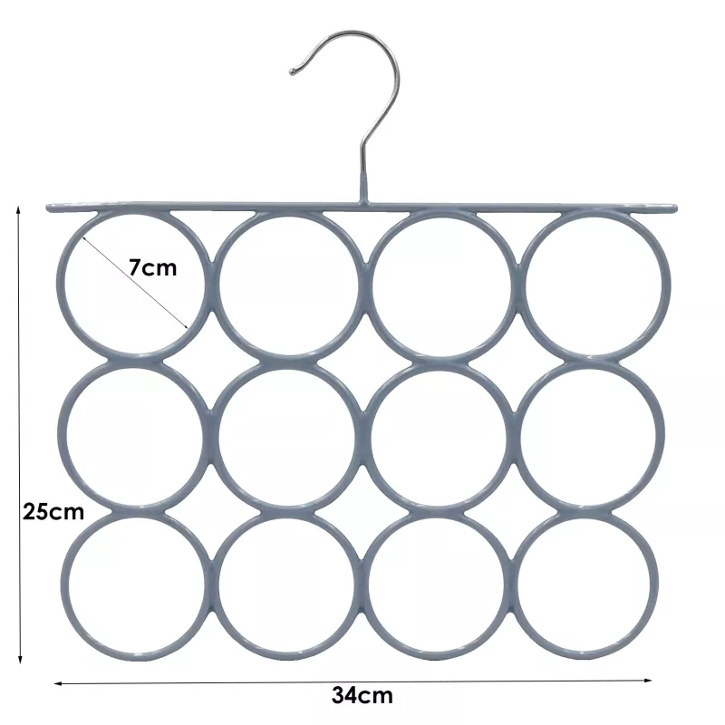 SAUBER Cabide de metal revestido a PVC para cachecóis cinzento