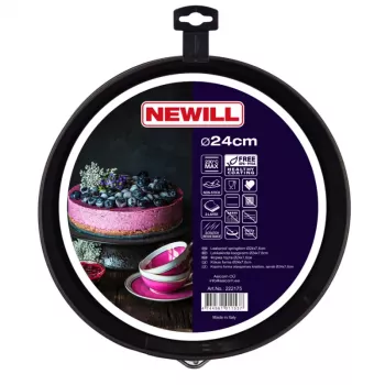 NEWILL Forma de bolo de mola Ø24x7,6 cm preta revestimento antiaderente aço carbono