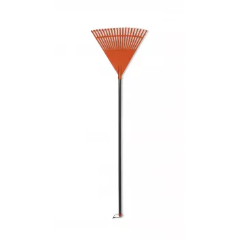 HORTUS Ancinho de folhas com cabo de alumínio, cabeça em leque de 45 cm laranja, 20 dentes