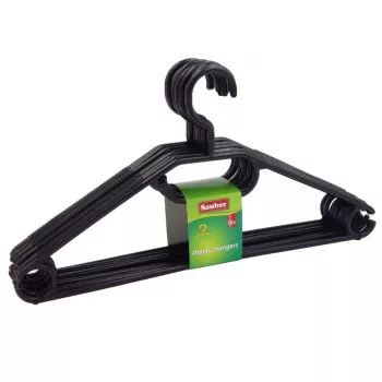 Cabides de plástico SAUBER pack de 10 preto/branco/cinzento – Cabides estreitos que poupam espaço com gancho rotativo a 360° e entalhes para os ombros