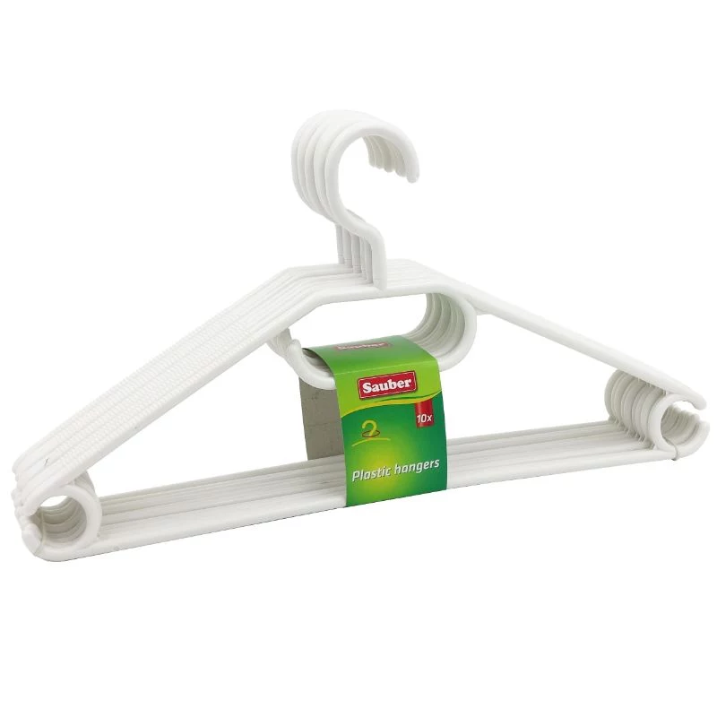 Cabides de plástico SAUBER pack de 10 preto/branco/cinzento – Cabides estreitos que poupam espaço com gancho rotativo a 360° e entalhes para os ombros