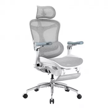 Cadeira de escritório ergonómica em malha SIHOO DORO C300 Pro com apoio para os pés, branca