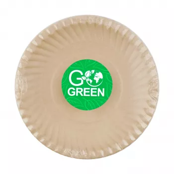 Pratos compostáveis de cana-de-açúcar GOGREEN com padrão Go Green Ø23cm 10 unidades