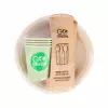 Conjunto de louça de piquenique compostável GOGREEN para 4 pessoas, 24 peças, de origem vegetal, branco natural