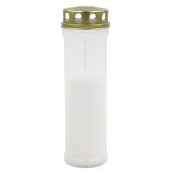 Vela de campa com tampa CANDELA, duração aprox. 98 h, branca