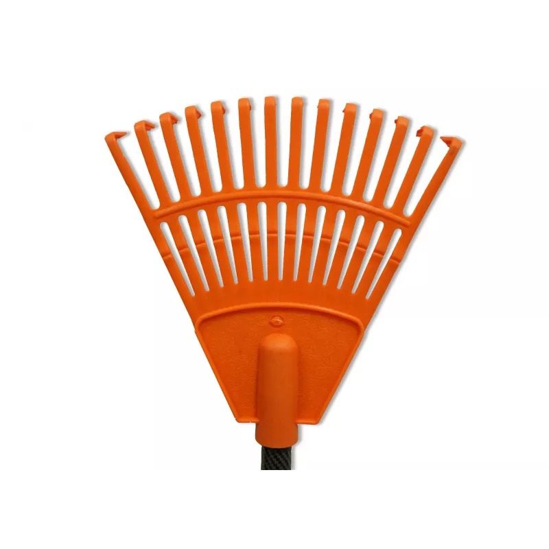 HORTUS ancinho de mão pequeno com cabo, laranja, cabeça 20 cm, 14 dentes