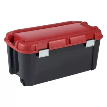 KETER caixa DIY com tampa Totem 80L 79,5x39,5x37,1cm preto/vermelho