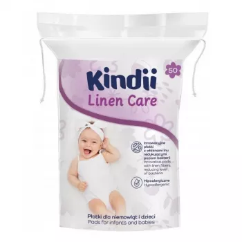 Kindii Linen Care discos de algodão para bebé, 100% algodão puro, hipoalergénicos, testados dermatologicamente, 50 unidades