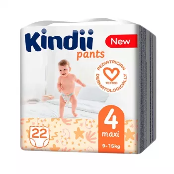 Fraldas descartáveis Kindii Maxi tamanho 4 (9-15 kg) 22 unidades