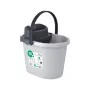 ECO EGO Balde oval com espremedor de botão plano, 10 L, cinzento/verde, polipropileno