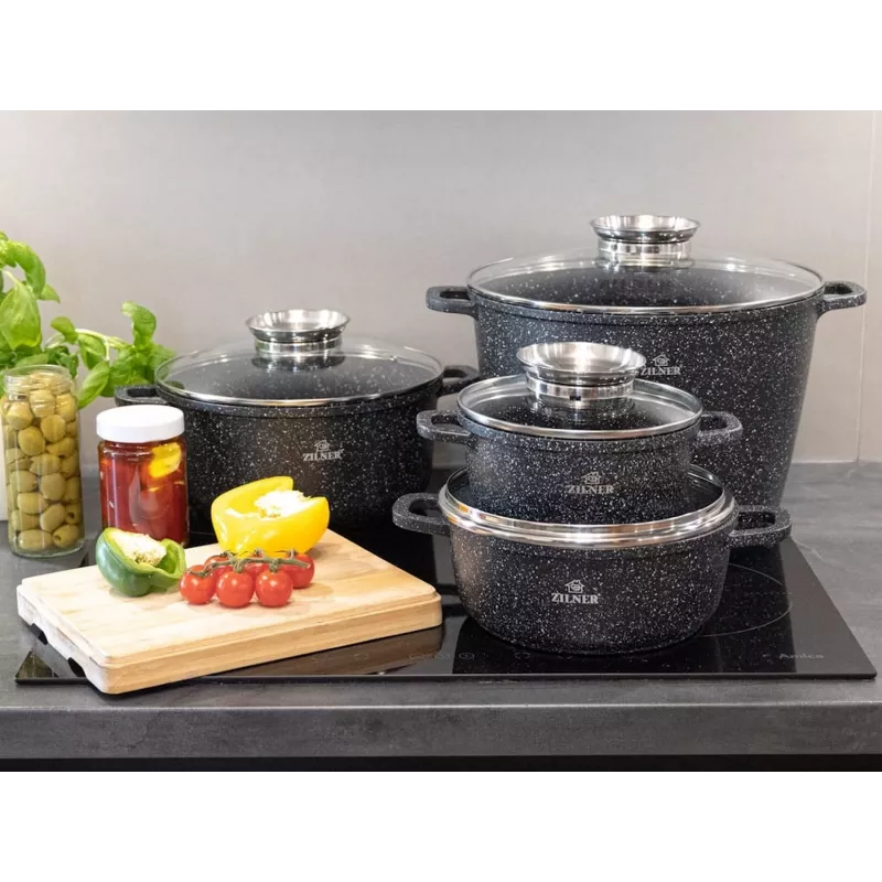 Zilner Marble conjunto de panelas de 17 peças preto ZL-8636