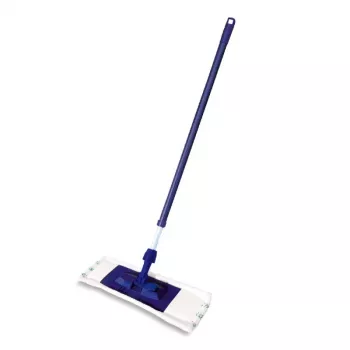 YORK Smart Flat Mop Brush 45x15 cm com cabo telescópico 74-130 cm, microfibra, cinzento/azul