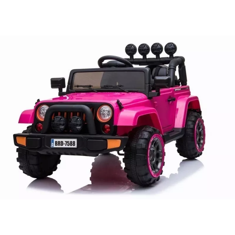 LEAN CARS BRD-7588 rosa 12V Jeep elétrico montável para crianças com luzes LED, MP3, controlo remoto, 4x4