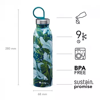 Garrafa térmica Aladdin X Naito Chilled Thermavac 0,55L aço inoxidável Goldfish Green