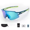 Óculos de ciclismo polarizados ROCKBROS com proteção UV e suporte para lentes graduadas, lentes azuis