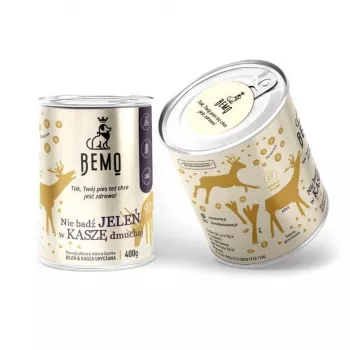 Alimento húmido mono para cães BEMO Nie bądź Jeleń w kaszę dmuchaj - 400g
