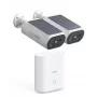 Sistema AOSU Smart Security SolarCam P1 SE kit de 2 câmaras, 2K QHD, sem fios, alimentado a energia solar, visão noturna a cores, áudio bidirecional, IP65, 2 câmaras