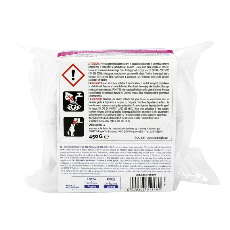 Pastilha de recarga para absorvedor de humidade ORDINETT 450g odor neutro
