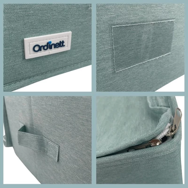 Caixa de arrumação quadrada ORDINETT com fecho de correr 30x30x21 cm menta
