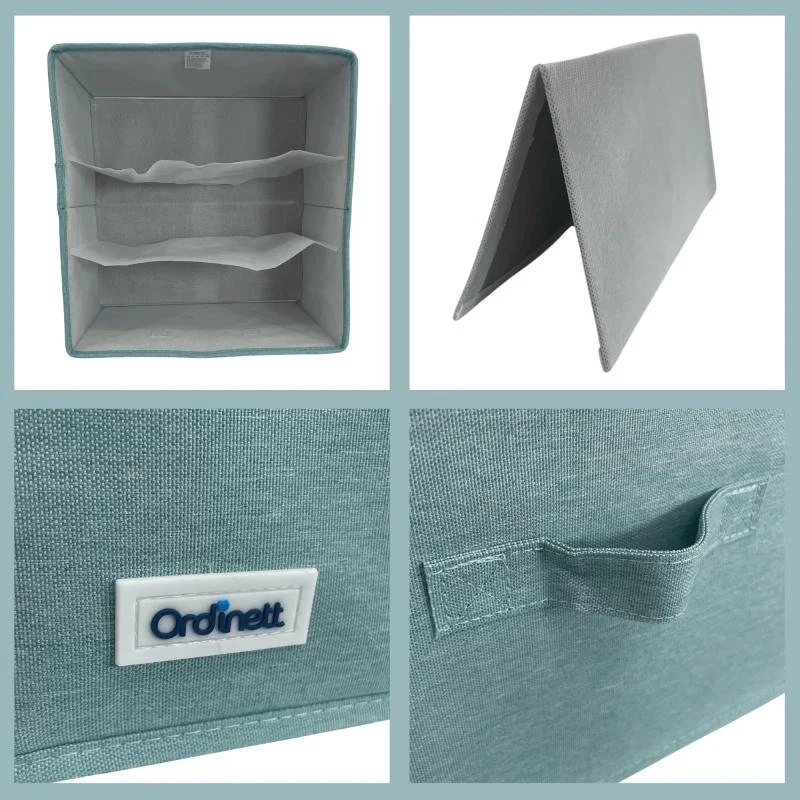 Caixa de arrumação ORDINETT Box Cube 29x29x18,5 cm com tampa em verde-menta