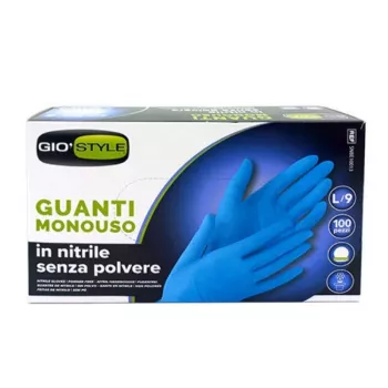 Luvas descartáveis de nitrilo GIOSTYLE, sem pó, azul, tamanho L, 100 unid.