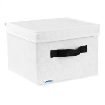 Caixa quadrada ORDINETT 25x25x19 cm branco algodão
