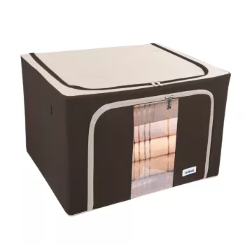Caixa de tecido ORDINETT L 50x40x32 cm sortida – Caixa de arrumação dobrável com tampa e pegas, 64 L