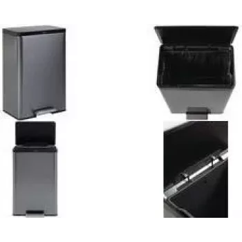 Balde de pedal em aço inoxidável Rubbermaid Elite 45L, retangular, resistente a impressões digitais 2112520
