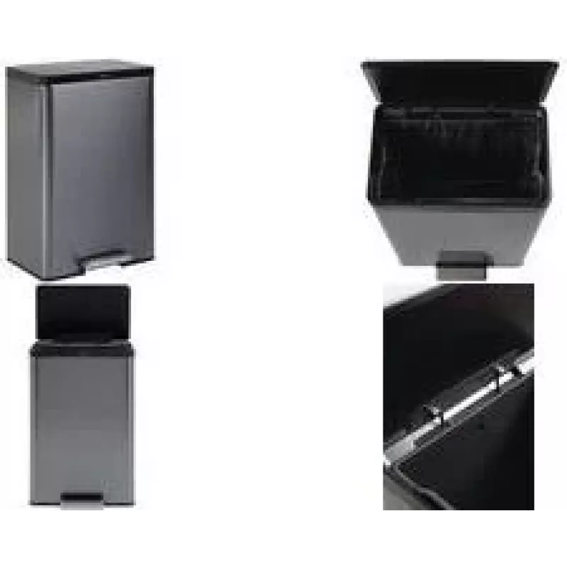 Balde de pedal em aço inoxidável Rubbermaid Elite 45L, retangular, resistente a impressões digitais 2112520